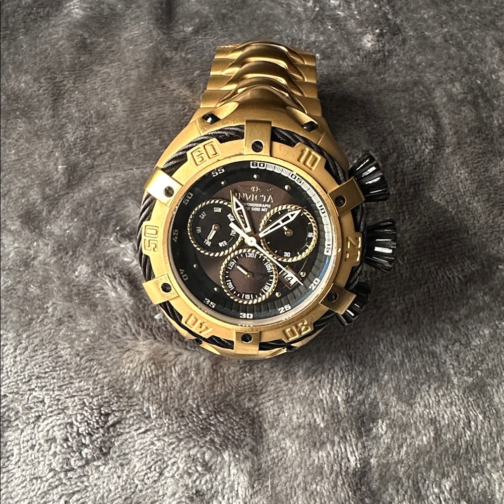 Invicta Gold and Black Chronograph Watch